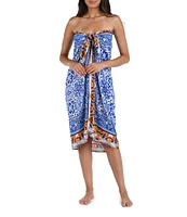 La Blanca Alboran Sea Rayon Crepe Pareo Wrap Swim Cover-Up