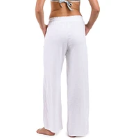 La Blanca Delphine Coast Drawstring Elastic Waist Wide Leg Swim Cover-Up Pants
