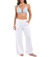 La Blanca Delphine Coast Drawstring Elastic Waist Wide Leg Swim Cover-Up Pants