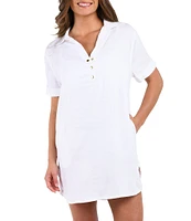 La Blanca Delphine Coast Point Collar Shirt Dress Swim Cover-Up