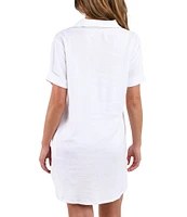 La Blanca Delphine Coast Point Collar Shirt Dress Swim Cover-Up