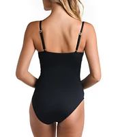 La Blanca Island Goddess Front Draped Tummy Control One Piece Swimsuit