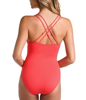 La Blanca Island Goddess Lace-Up One Piece Swimsuit