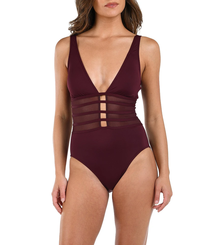 La Blanca Island Goddess Strappy Mesh One Piece Swimsuit