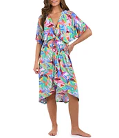 La Blanca Tropi-Flage Front Twist High-Low Midi Swim Cover-Up Dress