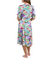 La Blanca Tropi-Flage Front Twist High-Low Midi Swim Cover-Up Dress