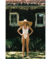 La Porte Mandy Jacquard Scoop Neck Signature Hardware Belt One Piece Swimsuit