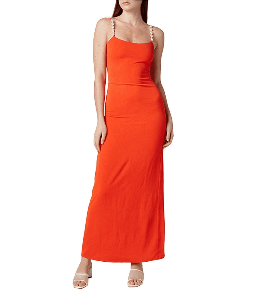 La Porte Melrose Crepe Pearl Detail Swim Cover-Up Maxi Dress