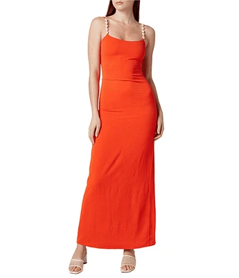 La Porte Melrose Crepe Pearl Detail Swim Cover-Up Maxi Dress