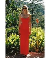 La Porte Melrose Crepe Pearl Detail Swim Cover-Up Maxi Dress