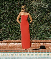La Porte Melrose Crepe Pearl Detail Swim Cover-Up Maxi Dress