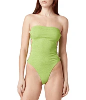 La Porte Stephanie Jacquard Side Cut-Out Pearl Bandeau One Piece Swimsuit