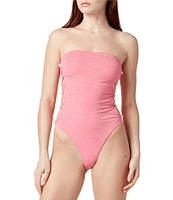La Porte Stephanie Jacquard Side Cut-Out Pearl Bandeau One Piece Swimsuit
