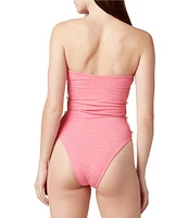 La Porte Stephanie Jacquard Side Cut-Out Pearl Bandeau One Piece Swimsuit