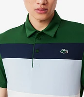 Lacoste Big & Tall Bold Stripe Performance Stretch Short Sleeve Polo Shirt