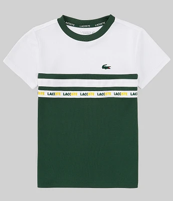 Lacoste Big Boys 8-16 Short Sleeve Color Block/Solid Taped T-Shirt