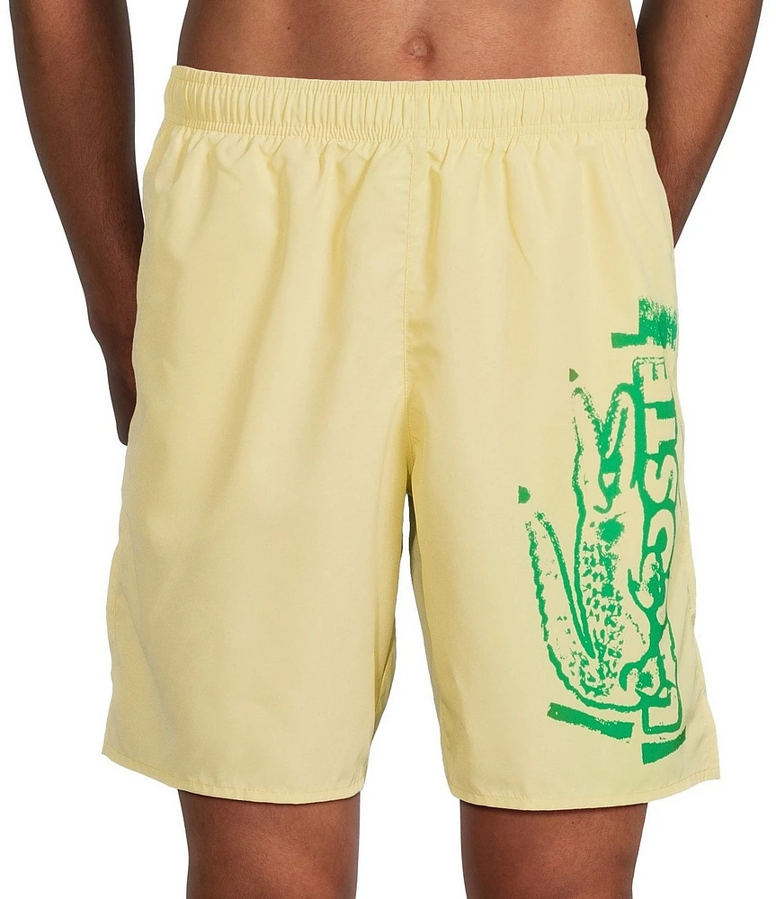 Lacoste Branded 7#double; Inseam Swim Trunks
