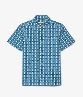 Lacoste Little Boys 2T-6T Short Sleeve Button Down Collared Printed Shirt