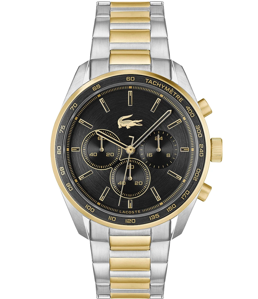 Lacoste Men's 42mm Vancouver Chronograph Two Tone Stainless Steel Bracelet Watch