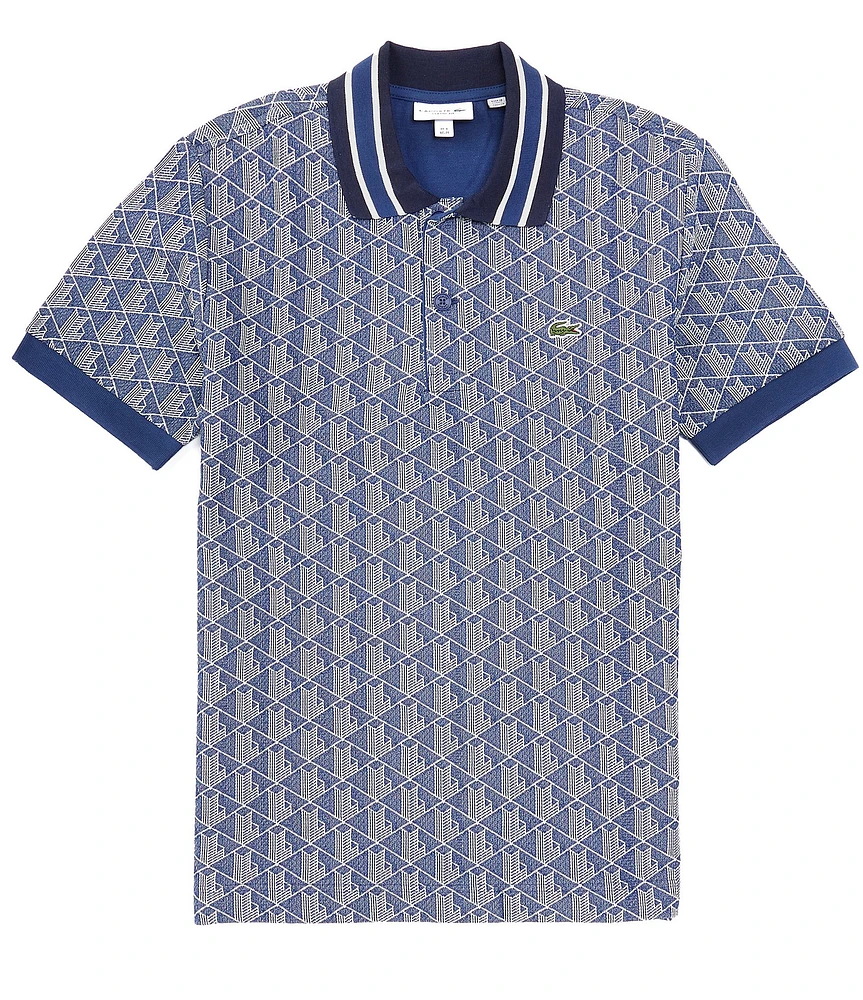 Lacoste Monogram Jacquard Short Sleeve Polo Shirt