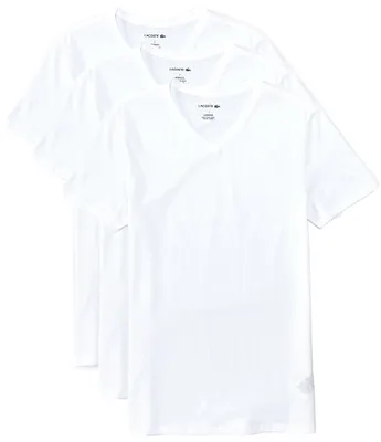 Lacoste Short-Sleeve V-Neck Cotton T-Shirt 3-Pack