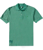 Lacoste Solid Washed Effect Pique Short Sleeve Polo Shirt