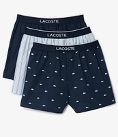 Lacoste Solid/Printed 3#double; Inseam Boxer Briefs 3-Pack