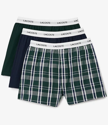 Lacoste Straight Fit Woven Boxers 3-Pack