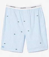 Lacoste Striped/Crocodile-Embroidered Woven Sleep Shorts