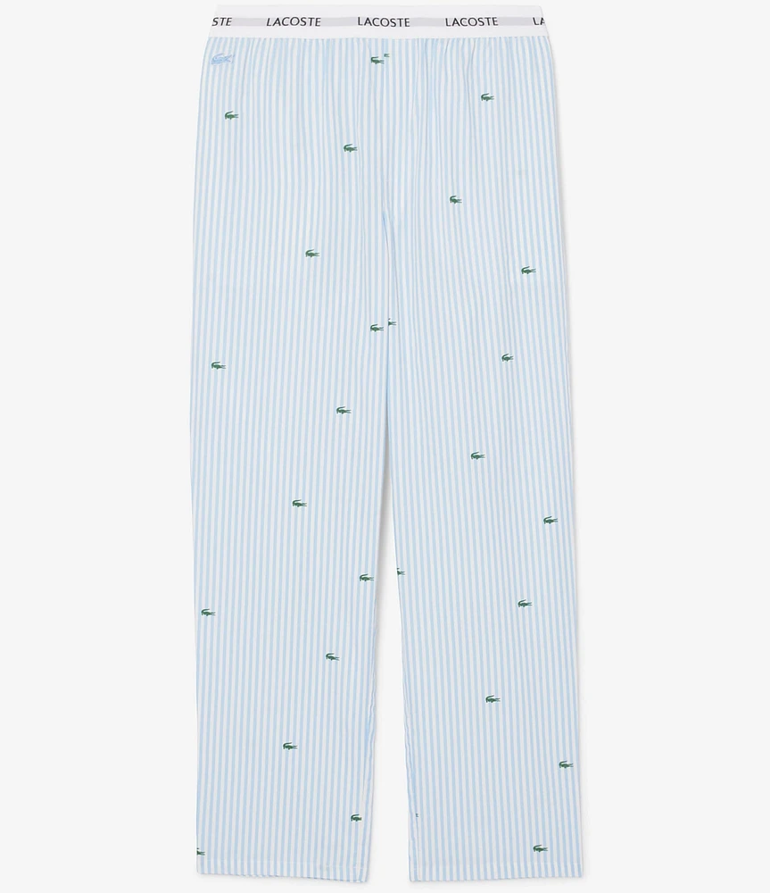 Lacoste Striped/Mini Crocodile Pattern Woven Pajama Pants