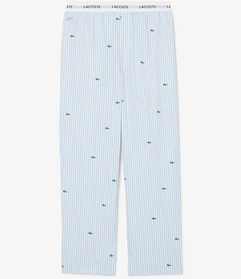 Lacoste Striped/Mini Crocodile Pattern Woven Pajama Pants