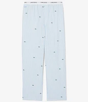 Lacoste Striped/Mini Crocodile Pattern Woven Pajama Pants
