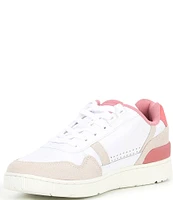 Lacoste Women's T-Clip Contrasted Collar Leather Court Sneakers