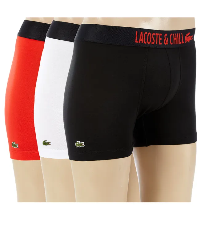Lacoste Branded Waist Long Stretch Classic Boxer Briefs 3-Pack