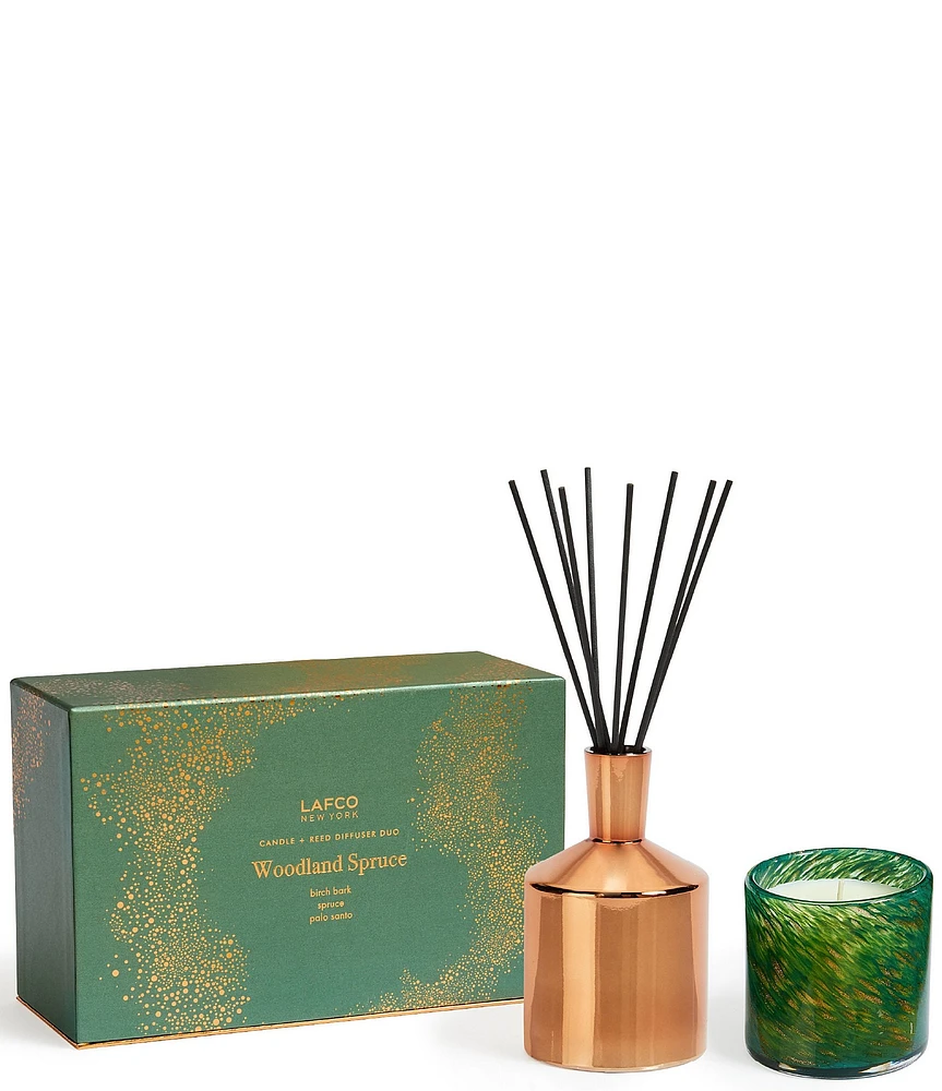 LAFCO New York Woodland Spruce Classic Candle & Reed Diffuser Set