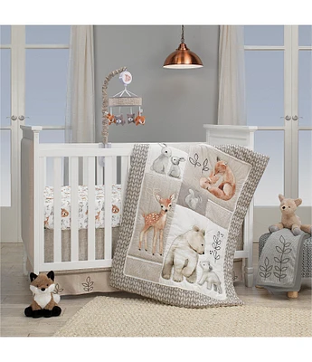 Lambs & Ivy Painted Forest Woodland Animals 4-Piece Nursery Crib Bedding Set