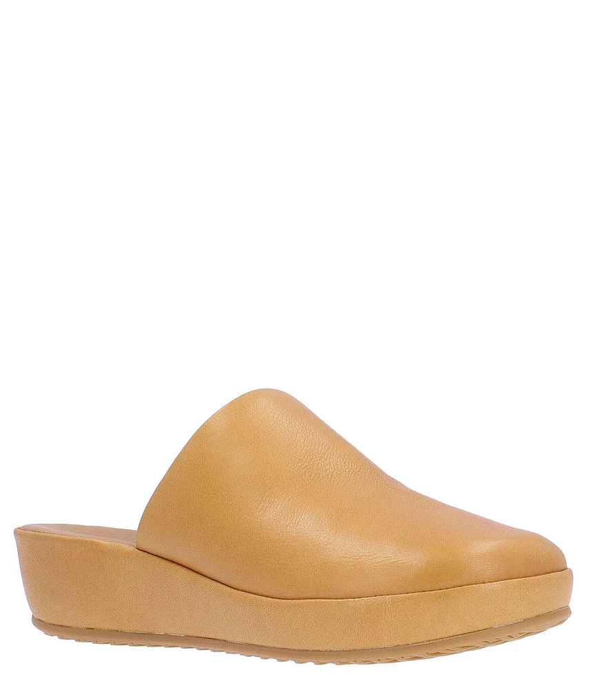 L'Amour Des Pieds Cady Leather Platform Wedge Mules