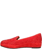 L'Amour Des Pieds Correze Rhinestone Suede Platform Wedge Loafers