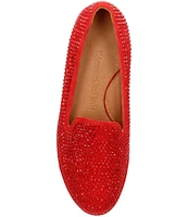 L'Amour Des Pieds Correze Rhinestone Suede Platform Wedge Loafers