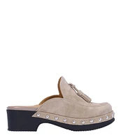 L'Amour Des Pieds Gracen Suede Studded Tassel Clogs