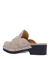 L'Amour Des Pieds Gracen Suede Studded Tassel Clogs