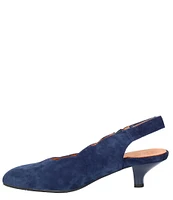 L'Amour Des Pieds Hulda Suede Scalloped Slingback Pumps