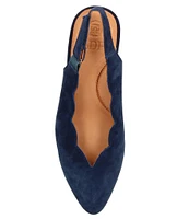 L'Amour Des Pieds Hulda Suede Scalloped Slingback Pumps