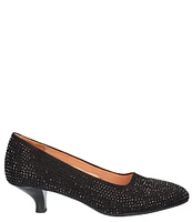 L'Amour Des Pieds Kavan Rhinestone Suede Kitten Heel Pumps