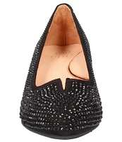 L'Amour Des Pieds Kavan Rhinestone Suede Kitten Heel Pumps