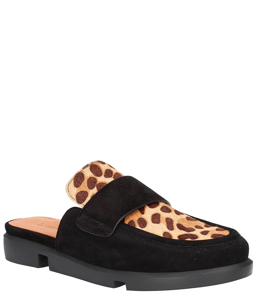 L'Amour Des Pieds Saccar Animal Print Calf Hair Loafer Mules