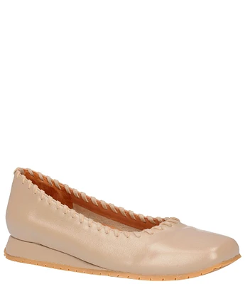 L'Amour Des Pieds Tiffanie Leather Mini Wedge Ballerina Flats