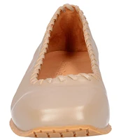 L'Amour Des Pieds Tiffanie Leather Mini Wedge Ballerina Flats