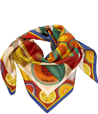 LANCEL Motif Tutti Frutti Pattern Silk Scarf