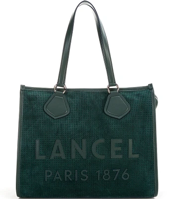 LANCEL Suede & Leather Logo Tote Bag